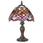 Handmade Red Beaded Stained Glass Tiffany Table Lamp by Happy Homewares