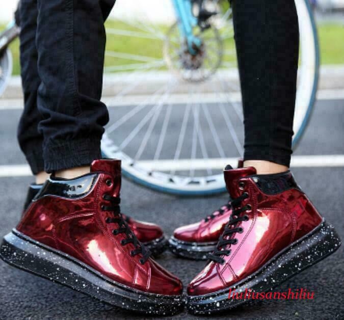 Men's Faux Leather Sneakers Ankle Boot High Top Shoes Lace Up Round Toe Sport