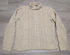 Ralph Lauren Sweater Women's Sz L Cream Chunky Cable Knit Pullover Fisherman