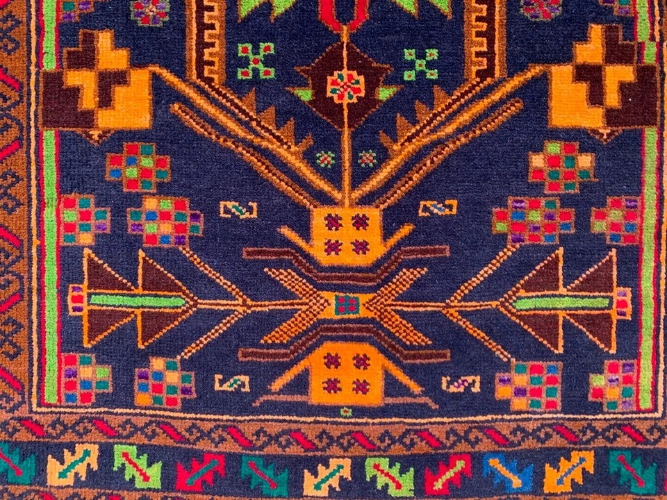 Афганский ковер ручной работы 3x4 фута напольный ковер восточный богемный ковер традиционный шерстяной ковер - Изображение 3 из 4