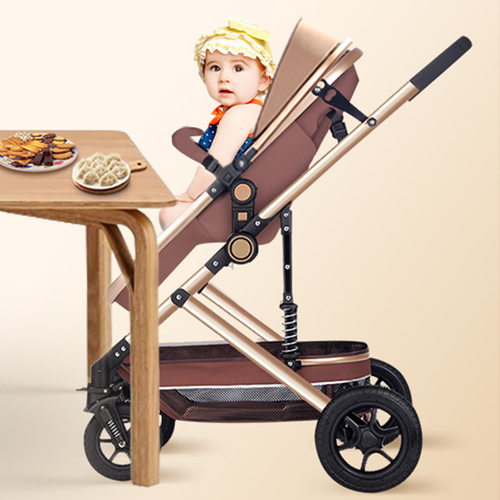 Khaki Baby Stroller Foldable Pram Bassinet Reversible Pushchair Carriage Infant - Picture 4 of 19