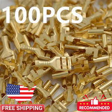 Baomain Female Spade Quick Splice Crimp Terminals 6.3mm Connector Gold