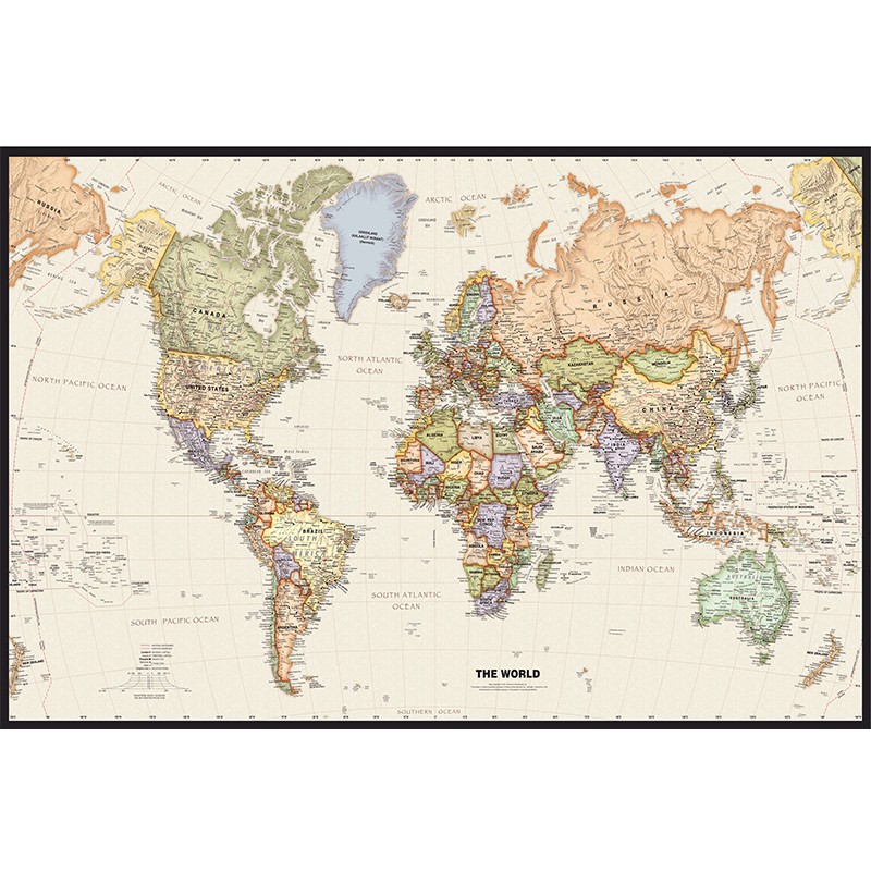 Huge World Map Canvas 60x40
