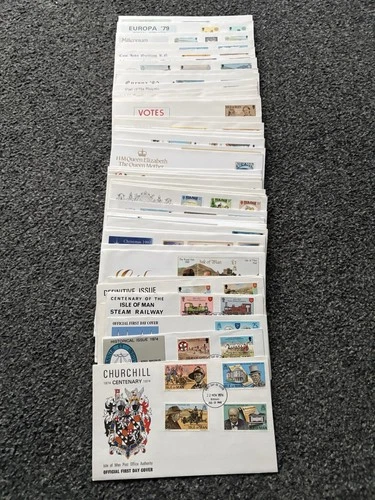 Job Lot of 48 Isle of Man First Day Covers & Covers FDC's 1973 - 1997 Lot #N32