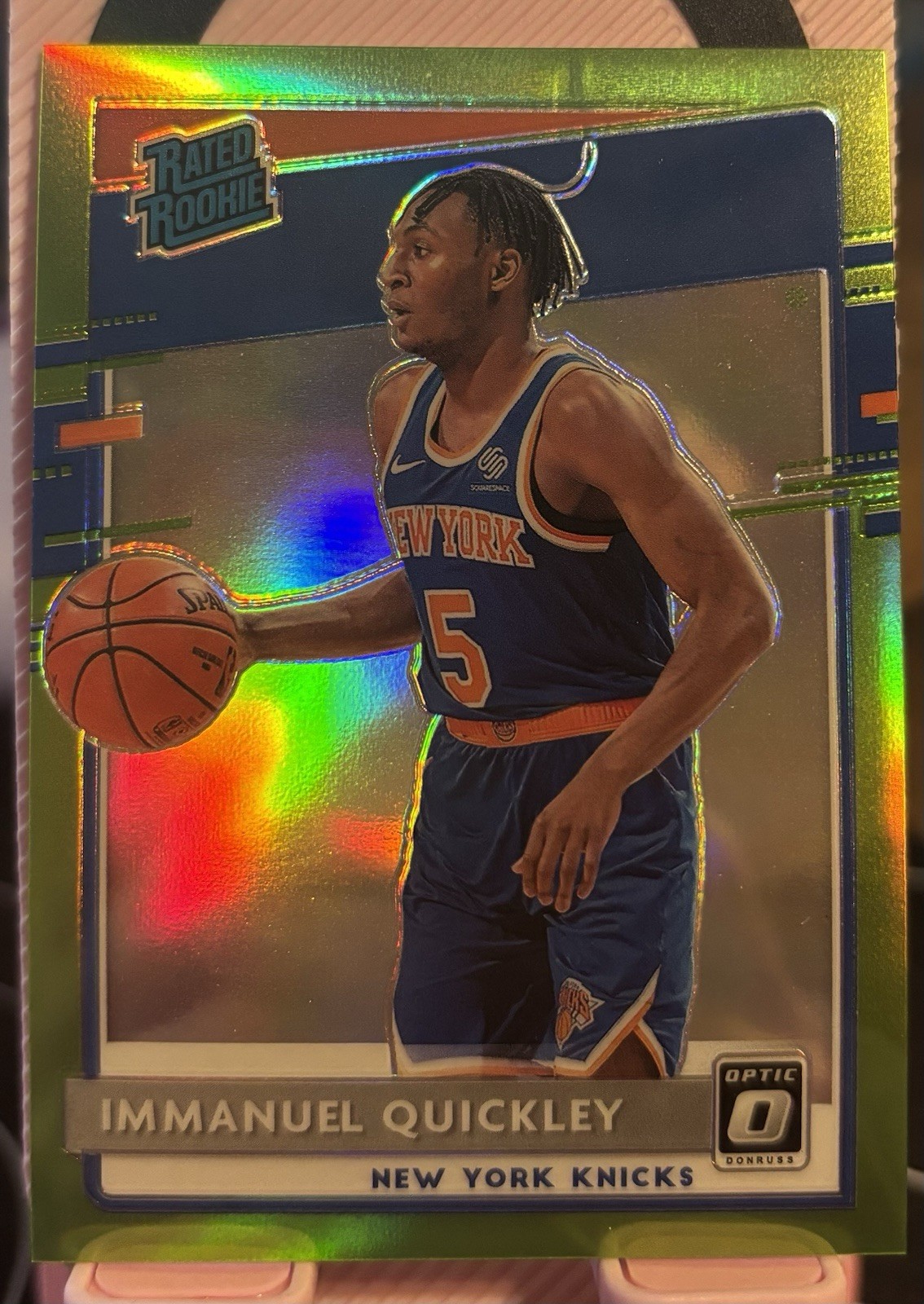 2020-21 Donruss Optic Rated Rookie Lime Green Prizm Immanuel Quickley 5/149 #175
