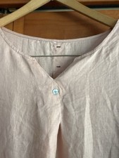 100% Linen Dress Loose Fitting Shift In 2X Light Pink Short Sleeve With Pockets
