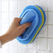 Household Cleaning Brush with Handle – Heavy Duty Scrubbing Sponge for Bathroom