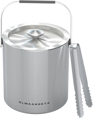 Small Ice Bucket with Lid and Tongs,1.3L Portable Mini Double Walled Ice Cube Bu