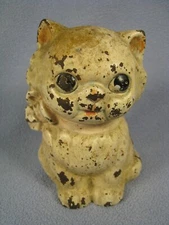 Antique cast iron Hubley little cat kitten coin bank vintage original paint