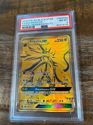 Pokemon 2019 SM Promo Hidden Fates Prem Coll FA SOLGALEO GX SM104a PSA 8 RARE