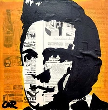 CORBELLIC EXPRESSIONISM 12X12 JOHNNY CASH HANDMADE SIGNED COLORFUL ART PAINTING