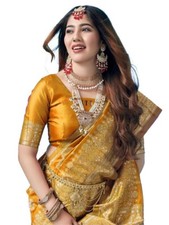 Women's Art Silk Banarasi Jacquard Saree with Unstitched Blouse Piece