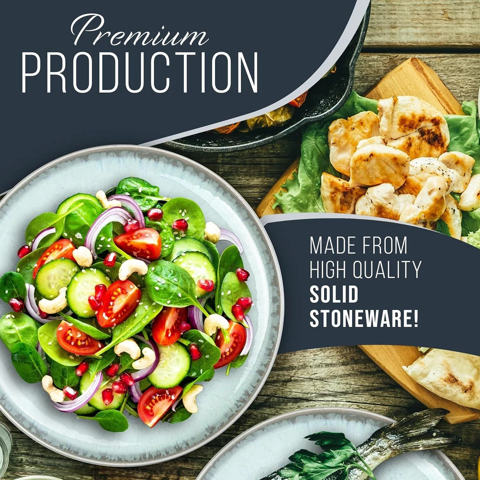 Juego de 4 tazas de café de gres, elegante juego de tazas de café, beige-azul, 14,5 oz Foto 4 de 4