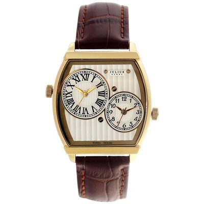 unusual shape gold watch style two circular dials luxury Uniquely designed