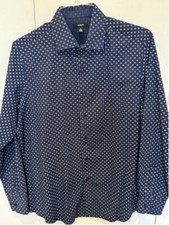 Men's Alfani Button Down diamond print long sleeve dress Shirt, Size M, Blue