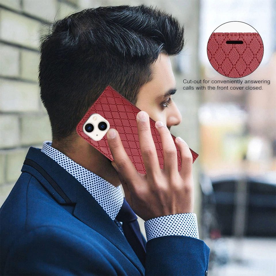 Magnetic Grid Leather Cover Case For Fujitsu Cubot Asus Oukitel Sharp Blackview - Image 4 of 4