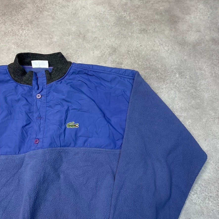 Lacoste Chemise Fleece Jacket Mens 90s Vintage Sportwear Windbreaker Navy Blue image 2