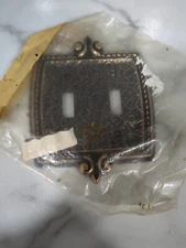 1970s Mid Century Modern Switchplate Cover Brass Bronze Patina MCM Decor