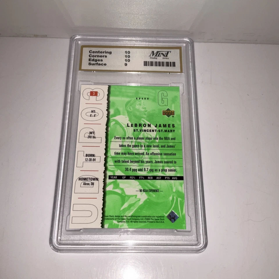 Mint Grading Service 2003 UD Top Prospects LeBron James #3  10 - Image 4 of 4