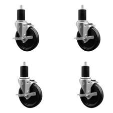 5 Inch Phenolic Swivel 1-3/4 Inch Expanding Stem Caster Set with Brake SCC