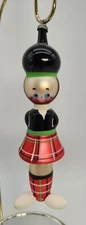 Vintage De Carlini Plaid Soldier Blown Glass Ornament Made in Italy Christmas