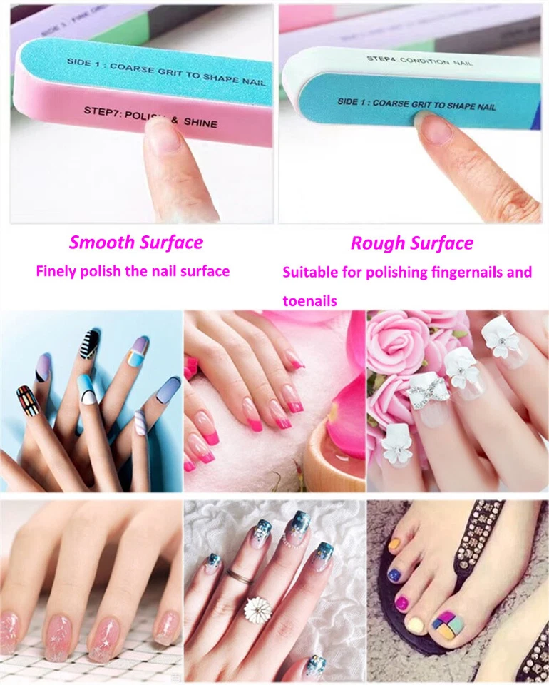 3PCS Nail Buffer 7 Sided Manicure Nail File Emery Boards Sanding Beauty Tool US - Image 2 of 4