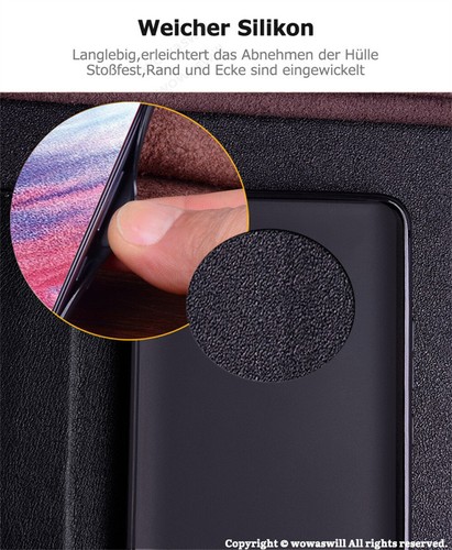 Echtleder Klapphülle Robust Rindsleder Flip Case Magnet Cover Tasche für HUAWEI - Picture 7 of 25