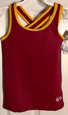 GK ELITE CHEER TOP CHILD LARGE BURGUNDY GOLD DRYTECH SPORT CAMISOLE Sz CL NWT 