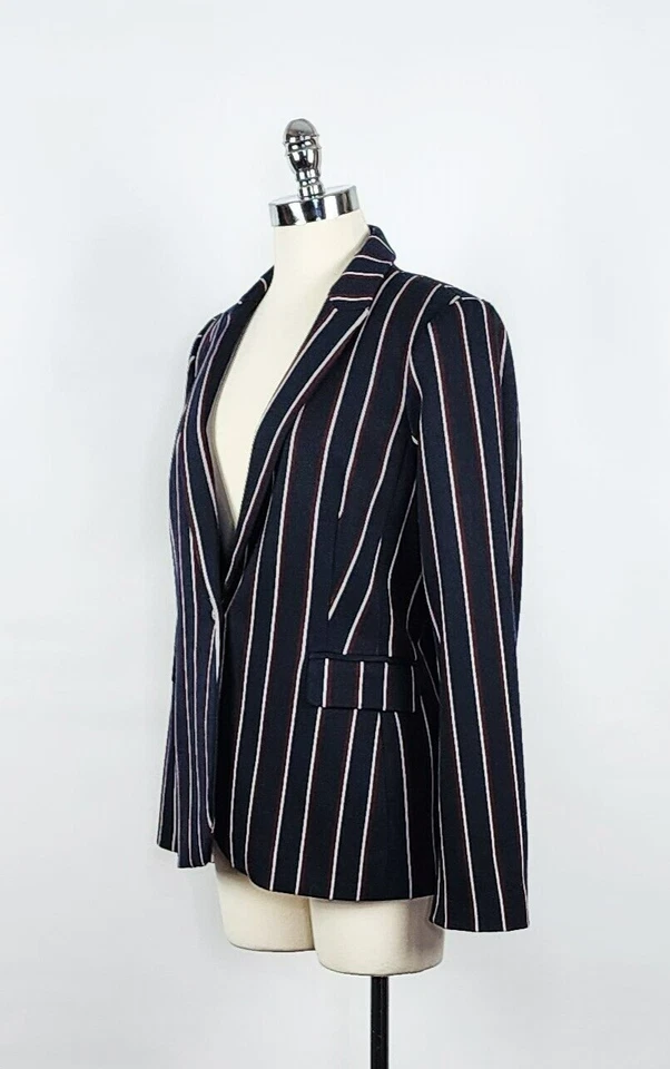 Blazer feminino Tommy Hilfiger clássico listrado peito único tamanho 14 - Imagem 2 de 4