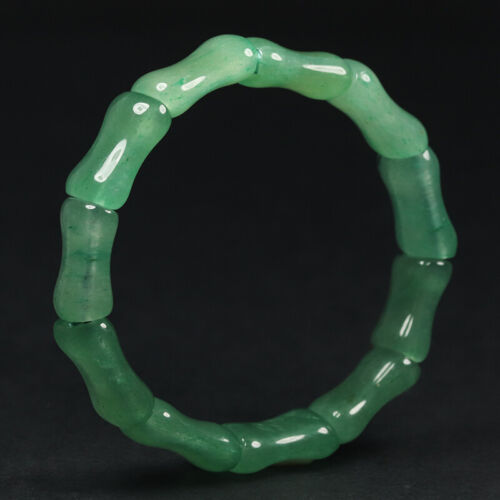 Brazalete de jade aventurina verde esmeralda 100 % natural de 7,5" hecho a mano 15050 - Imagen 1 de 12