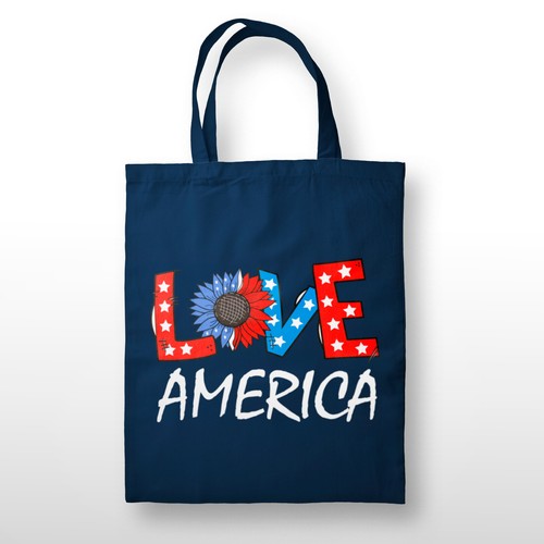 Tragetasche Unabhängigkeitstag 4. Juli patriotische Grafik Liebe Amerika USA Flagge Geschenk - Bild 2 von 5