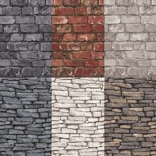 Fine Decor/Debona Rustic Brick & Slate Effect Pannel Wallpaper 10m 14 Colours