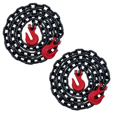 2PK - 1/2" X 10' Binder Chain Grade 80 Transport Tow Chain Grab Hooks 12,000 LBS