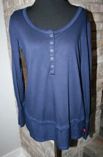 Josie Natori Womens Navy Blue Long Sleeve Top SZ S