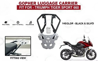 Durable Gopher Luggage Carrier – Black Silver for Triumph Tiger