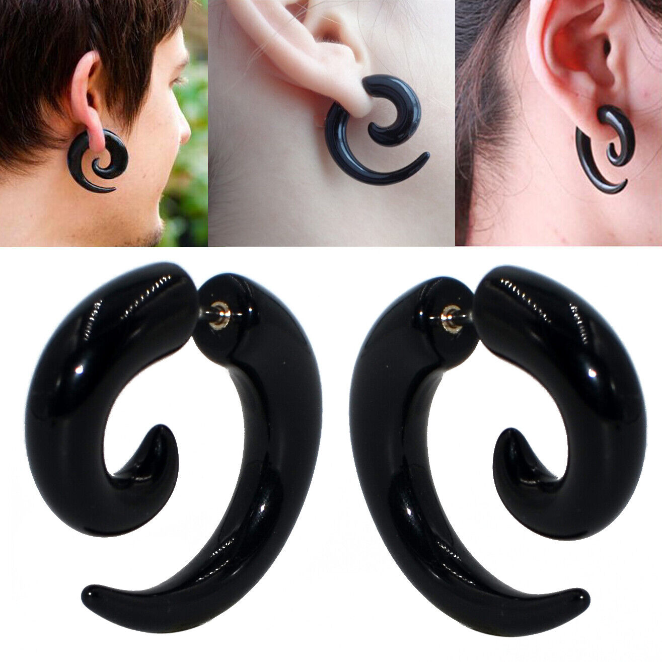 Email tempo tint 1 Pair Acrylic Fake Ear Spiral Gauges Ear Plugs Earrings Lobe Piercing  Jewelry | eBay