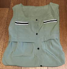 Sleeveless Dress Rayon Side Pockets Green Below Knee Casual Dressy Loose Fit LG