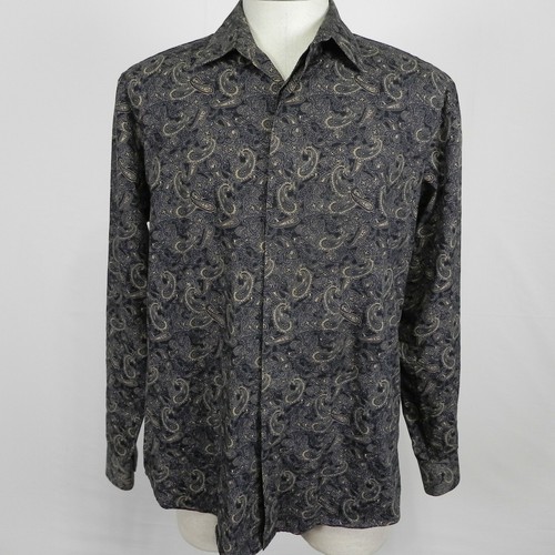 Black Paisley Long Sleeve Button Up 