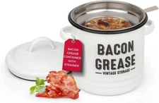 Bacon Grease Can Storage Container with Strainer New In Box White