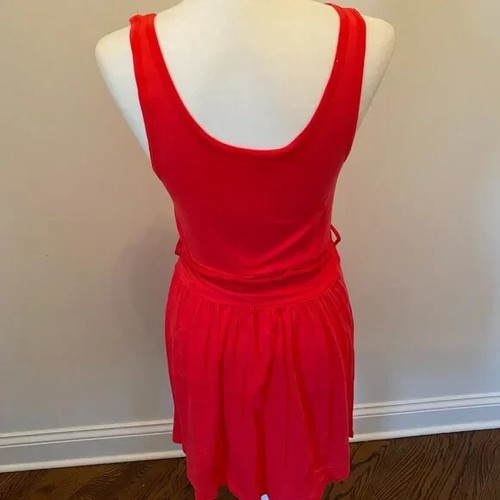 Three Dots Coral Red Pink Scoop Neck Dress w. Belt Tie, Women's Size Medium - Picture 4 of 4