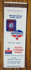 RALPH'S STANDARD AMOCO GAS STATION MATCHBOOK MATCHCOVER: LA CROSSE, WISCONSIN E1