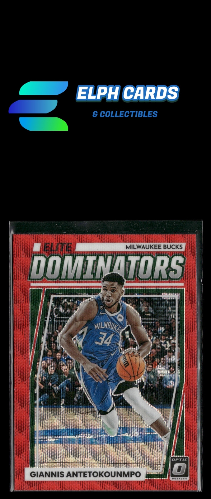 2022-23 Donruss Optic #21 Giannis Antetokounmpo Elite Dominators Red Wave