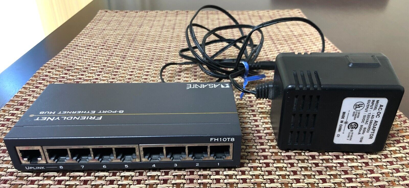 Asante FH10T8 FriendlyNet 8-Port Ethernet Hub with AC Adapter