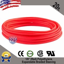 20 FT 1/8" Red Expandable Wire Cable Sleeving Sheathing Braided Loom Tubing US