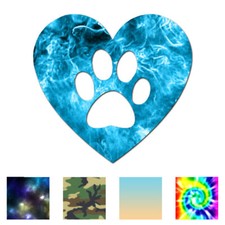Dog Paw Print Heart Love - Decal Sticker - Multiple Patterns  Sizes - ebn2968