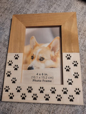 Modern Expressions 4x6 Wood Paw Prints Desktop/ Shelf Pet Photo Frame Dog Puppy