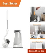 Toilet Brush and Holder Set, Bathroom Cleaner Brush Set, Curved Design, Non-S...