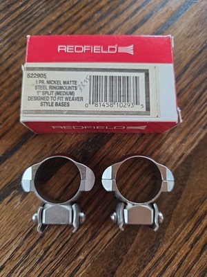 Redfield 1'' Split Nickel Scope Rings Medium Height Weaver Type Base 522905 NIB