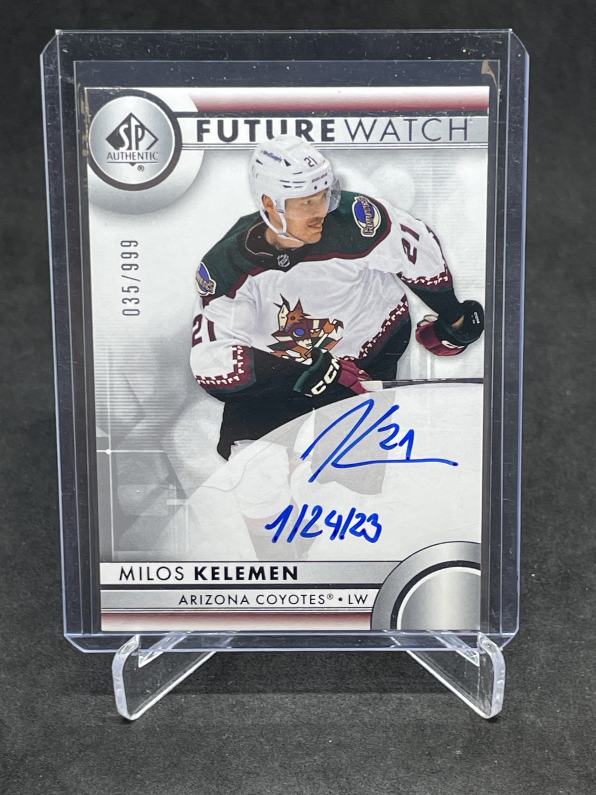 2023-24 UD SP Authentic Milos Kelemen Rookie Future Watch Auto Inscribed /999