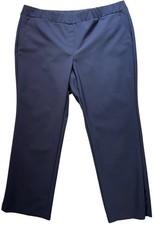 Lane Bryant Womens Pull On Office Casual Pants Flat Front Size 24 Navy Blue